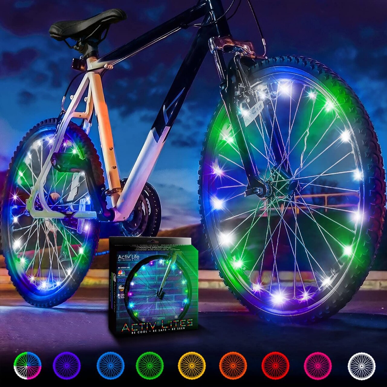 Activ Life LED Bike Wheel Lights with Batteries Included, Get 100% Brighter and Visible from All Angles for Ultimate Safety & Style (2 Tire Pack, Pastel)